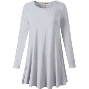 LARACE 3/4 Sleeve Shirts for Women Plus Size Tunic Top Loose Fit Flare, gray